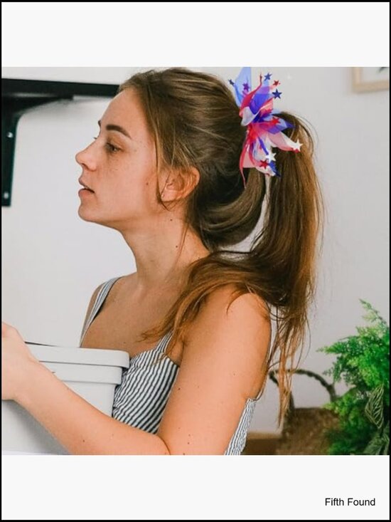 Patriotic Hair Ties - No Damage Elastics for Ponytails, 2 Pack